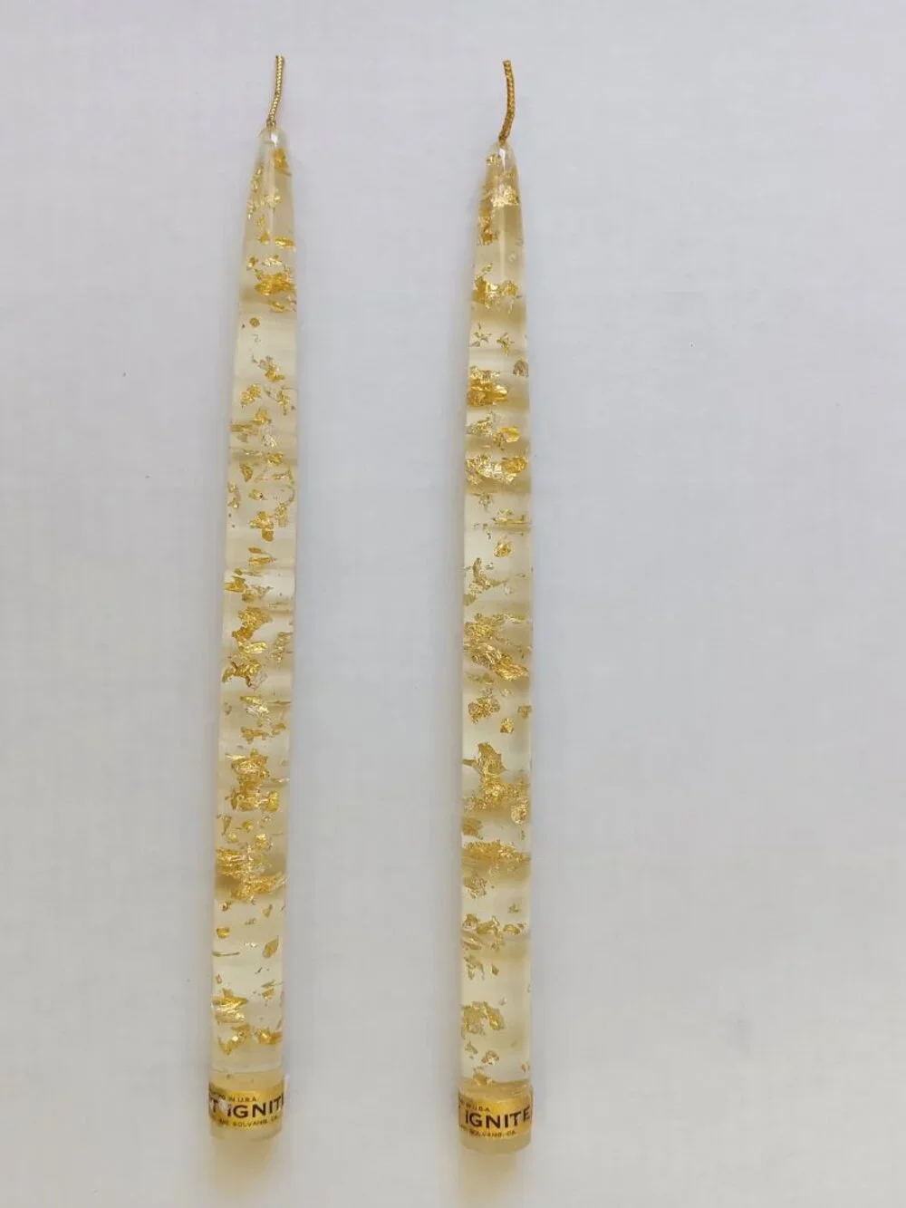 Set of 2 D.H. Lindberg MCM Clear Lucite Acrylic w/ Gold Flakes 10